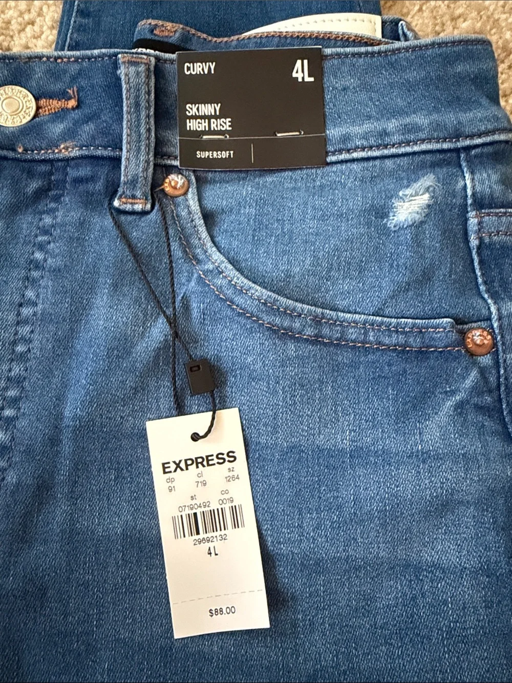 Express Skinny High-Rise Jeans in Denim Blue - Picture 2 of 4